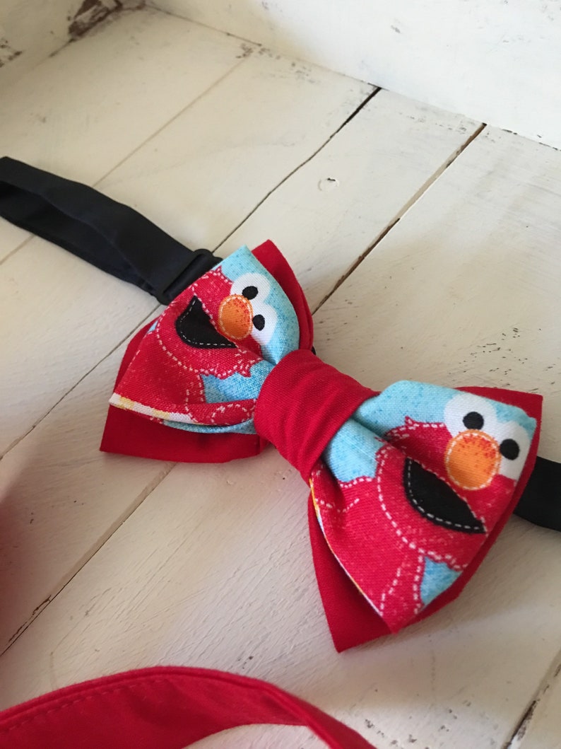 Elmo bow tie and red suspenders or Cookie Monster with blue Etsy