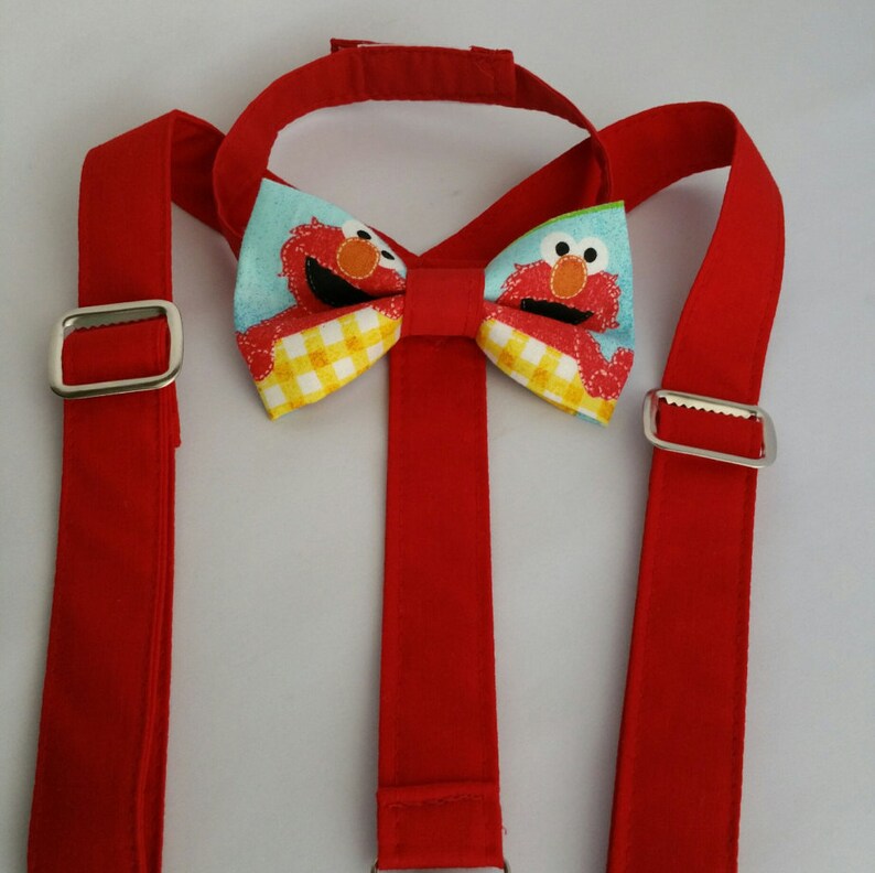 Elmo bow tie and red suspenders or Cookie Monster with blue Etsy