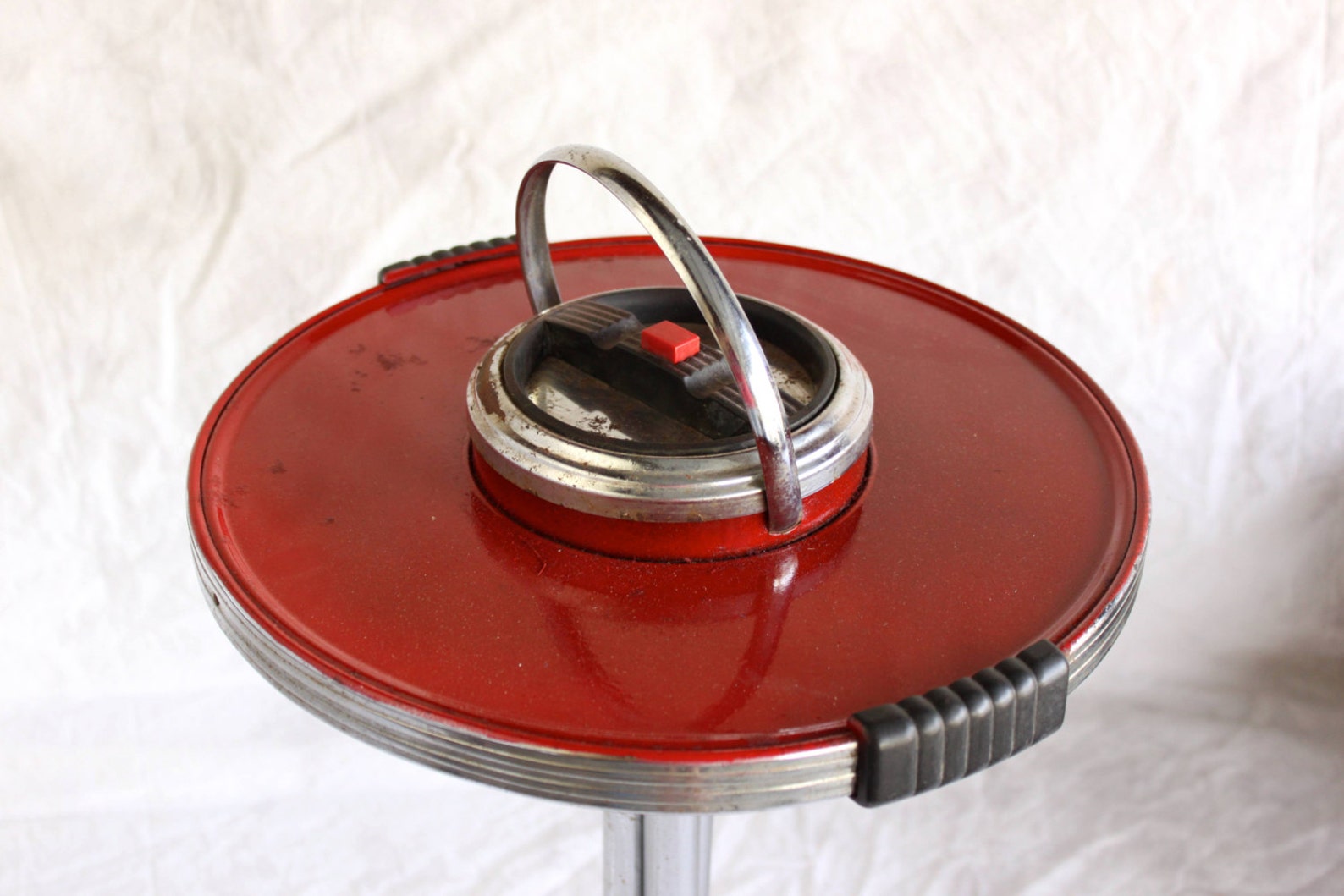 Vintage Cigarette/Cigar Ashtray Stand red chrome retro Etsy