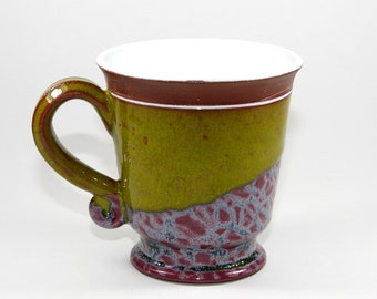 Ceramic Tea or Coffee Mug, Cute Mug, Handmade Pottery Mug, Ceramic coffee cup, Bright green Mug, Wheel Thrown Mug,