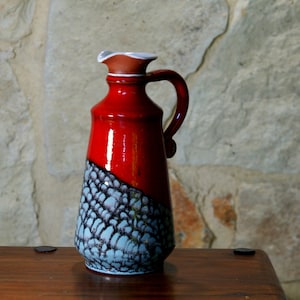 Hand thrown ceramic jug, Pottery water pitcher, Ceramic carafe, Earthen jug, Red wine jug