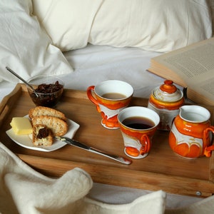 Ceramic Coffee set, Rustic Wedding Gift, Pottery Tea Set, Ceramics and Pottery, Creamer, Sugar Bowl and Cups, Unique Pottery
