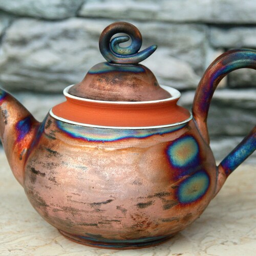 Ceramic Teapot Handmade Pottery Tea Pot Extra Large Navy Etsy