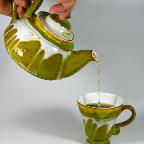 Pottery Teapot Handmade Green Ceramic Teapot Unique Etsy