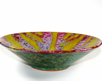 Ceramic fruit bowl, Large Wheel thrown fruit bowl, Rustic home decor, Pottery handmade