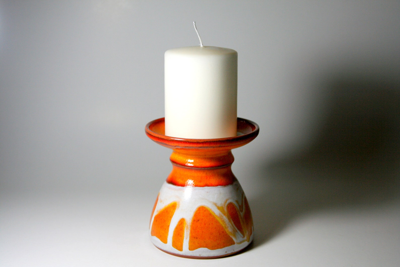 Orange White Candle Holder UU Chalice Pedestal Candle Etsy