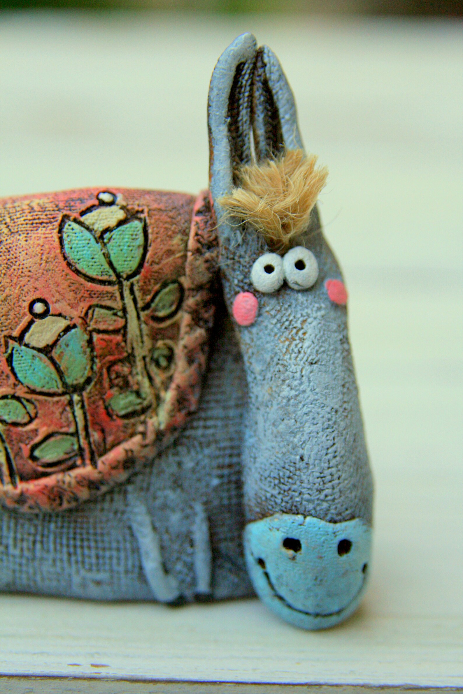 Ceramic Donkey Figurine Pottery Donkey Burro Donkey Etsy