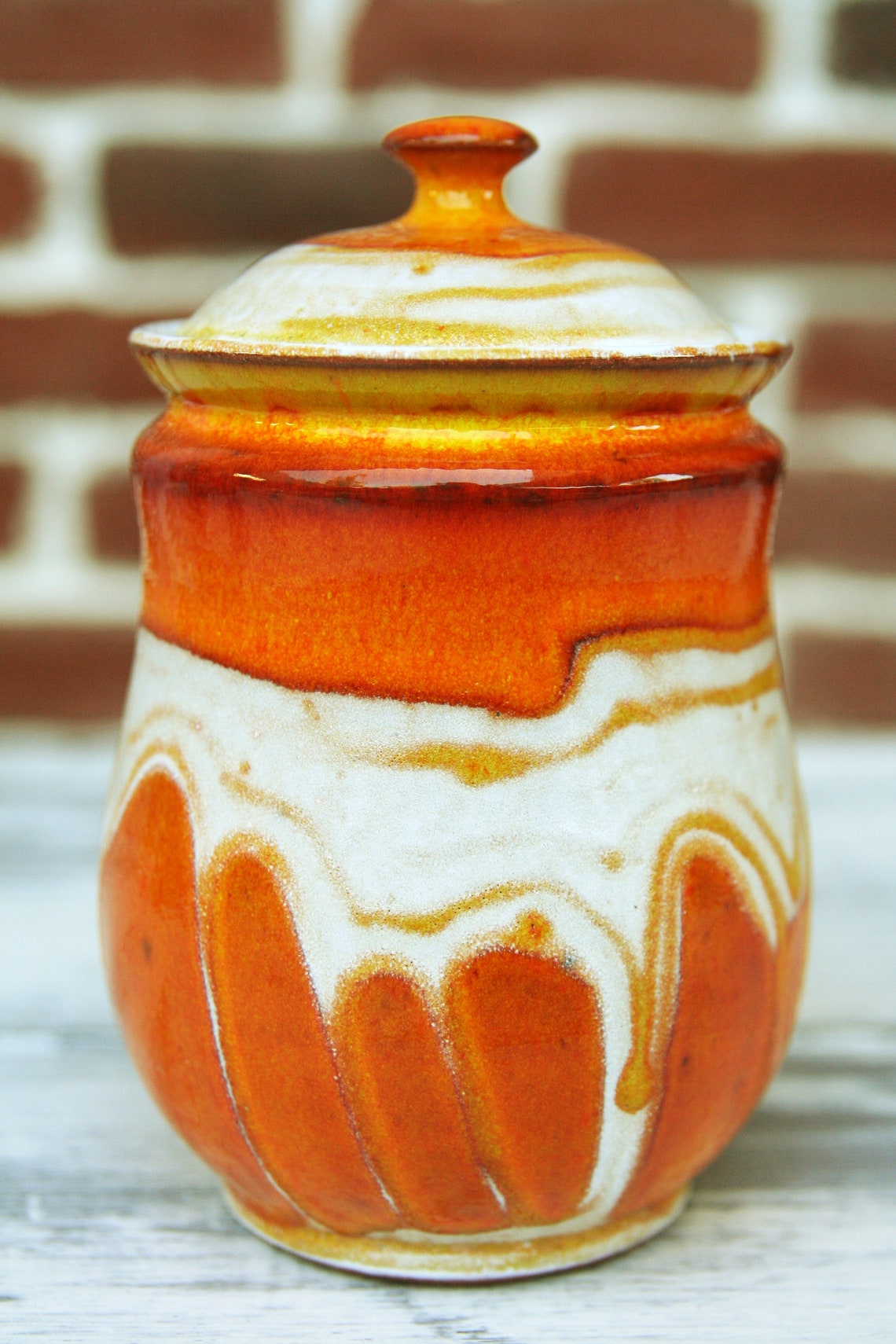 Ceramic Storage Jar Pottery Kitchen Canister With Lid Salt Etsy