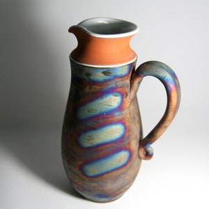 Large ceramic wine jug, Gooper pottery water pitcher, Ceramic wine decanter, Earthen jug, Metallic water jug