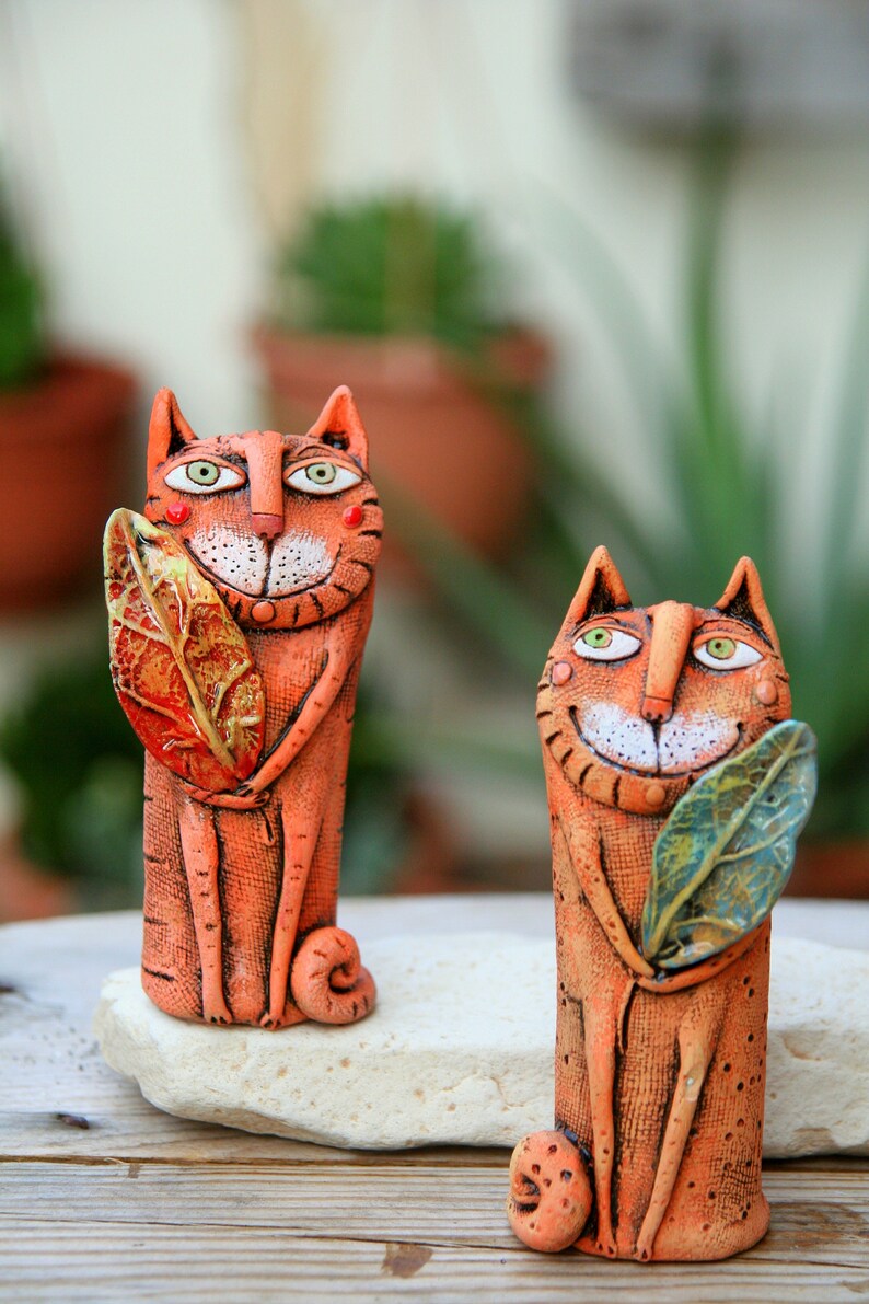 whimsical cat figurines