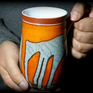Jumbo Pottery Wheel Thrown Mug, Ceramic Beer mug, Coffee lovers gift, Birthday gift for dad