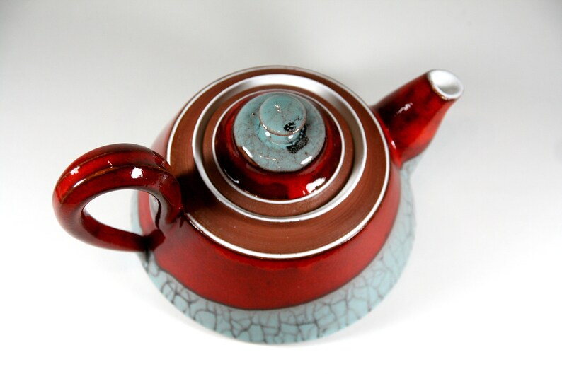 Red Ceramic Teapot Handmade Pottery Tea Kettle Clay Tea Pot Etsy