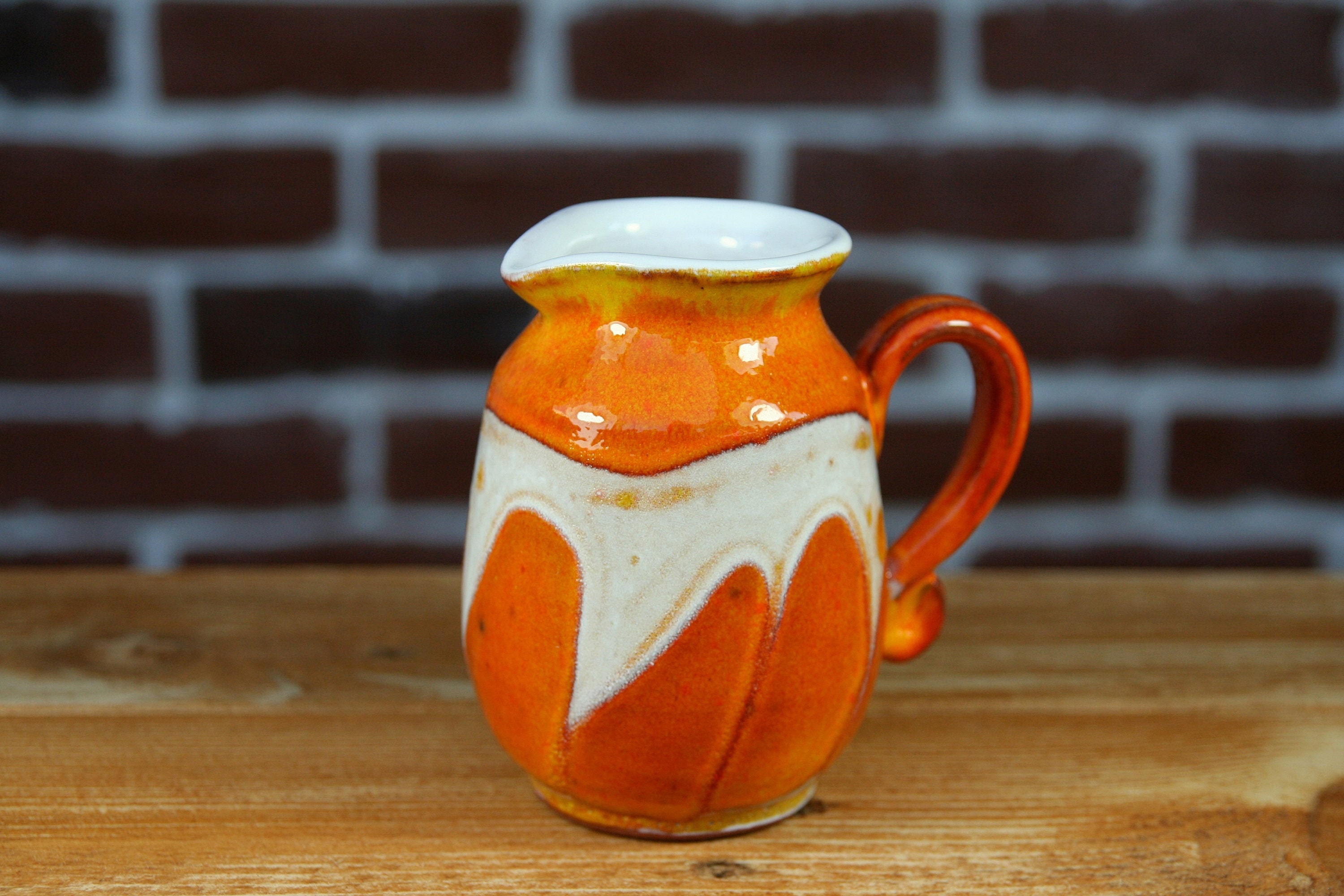 Orange Milk Jug Pottery Creamer Sugar and Cream Wheel Etsy