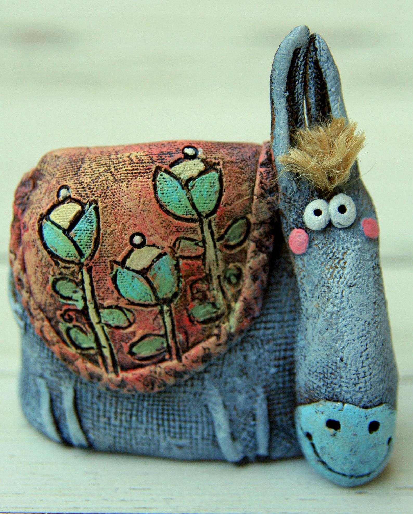 Ceramic Donkey Figurine Pottery Donkey Burro Donkey Etsy