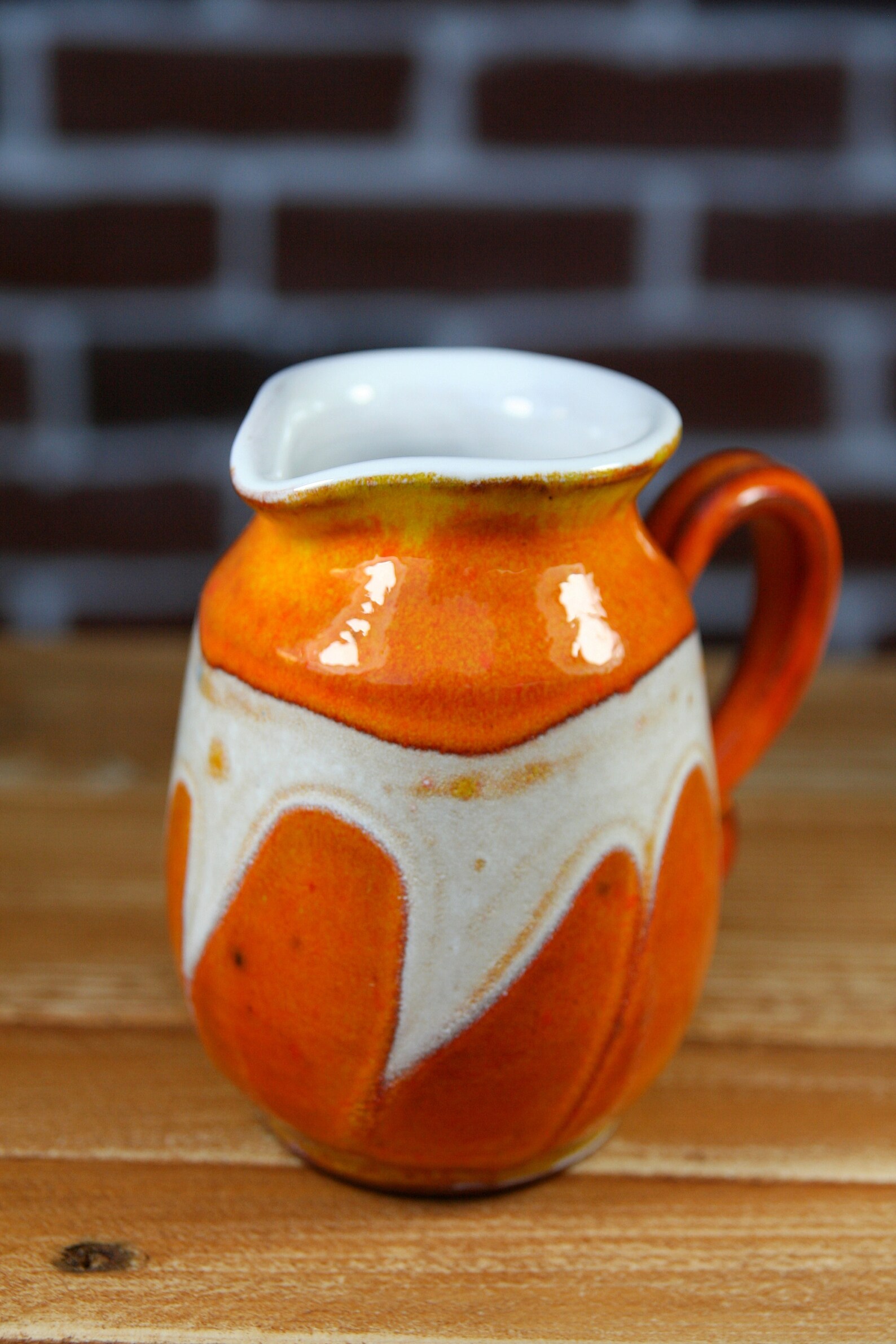 Orange Milk Jug Pottery Creamer Sugar and Cream Wheel Etsy
