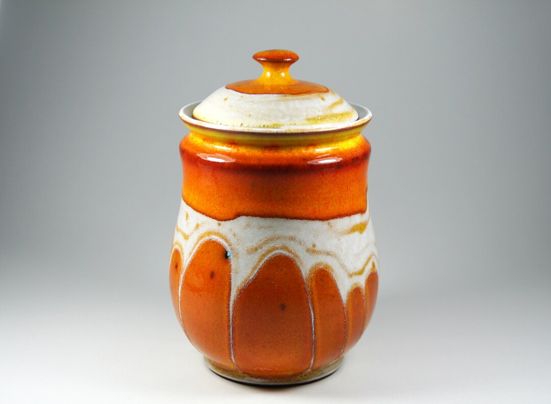 Ceramic Storage Jar Pottery Kitchen Canister With Lid Salt Etsy