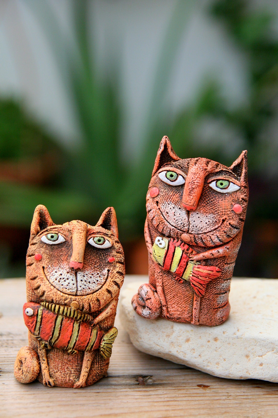 whimsical cat figurines