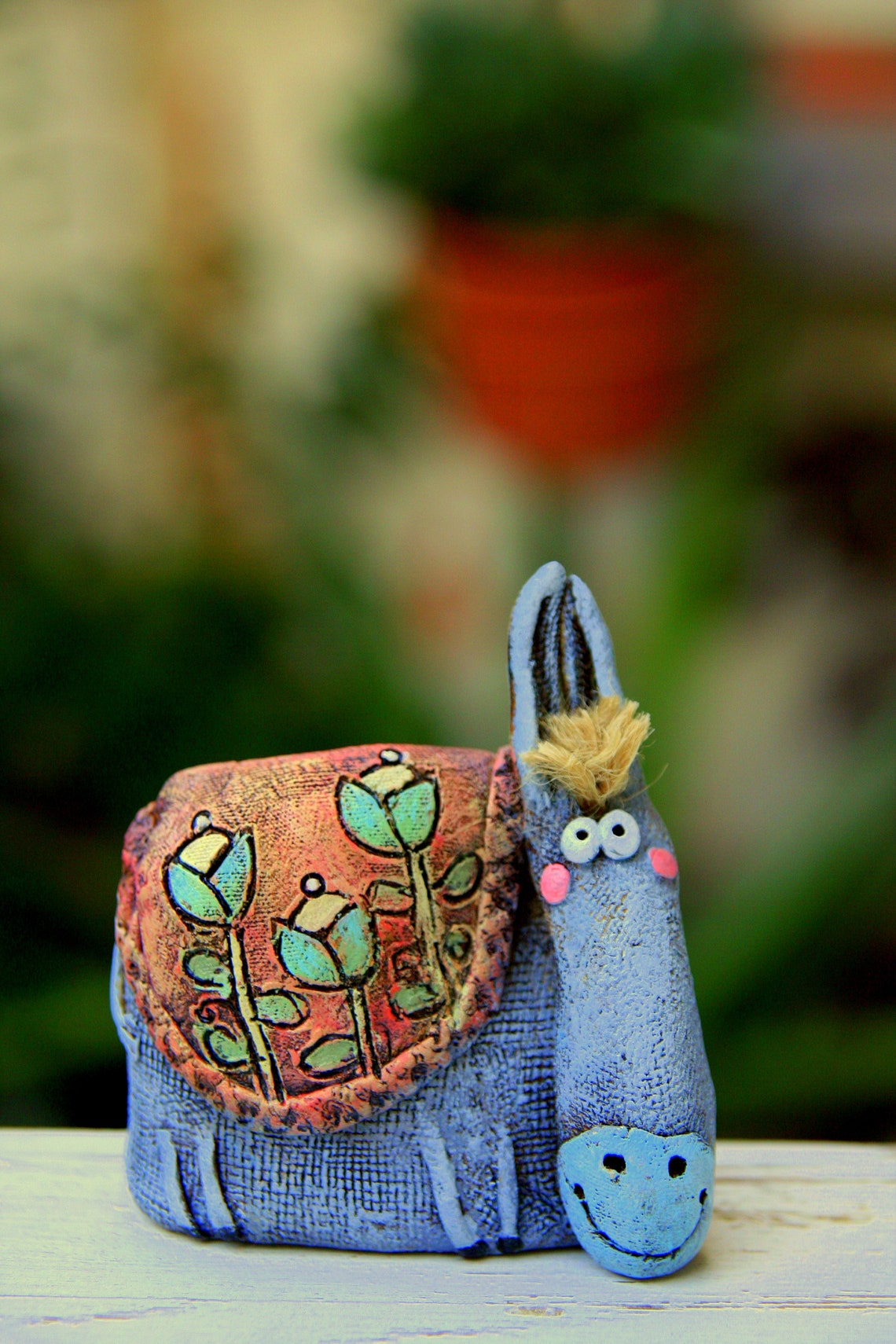 Ceramic Donkey Figurine Pottery Donkey Burro Donkey Etsy