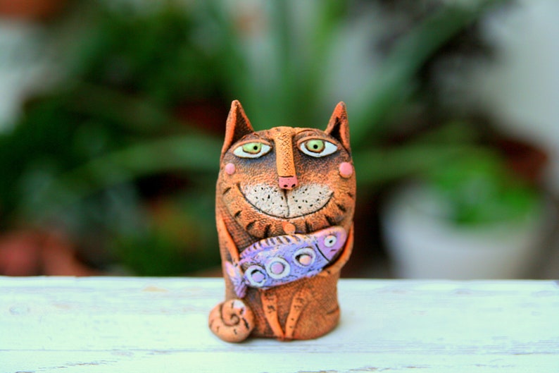whimsical cat figurines