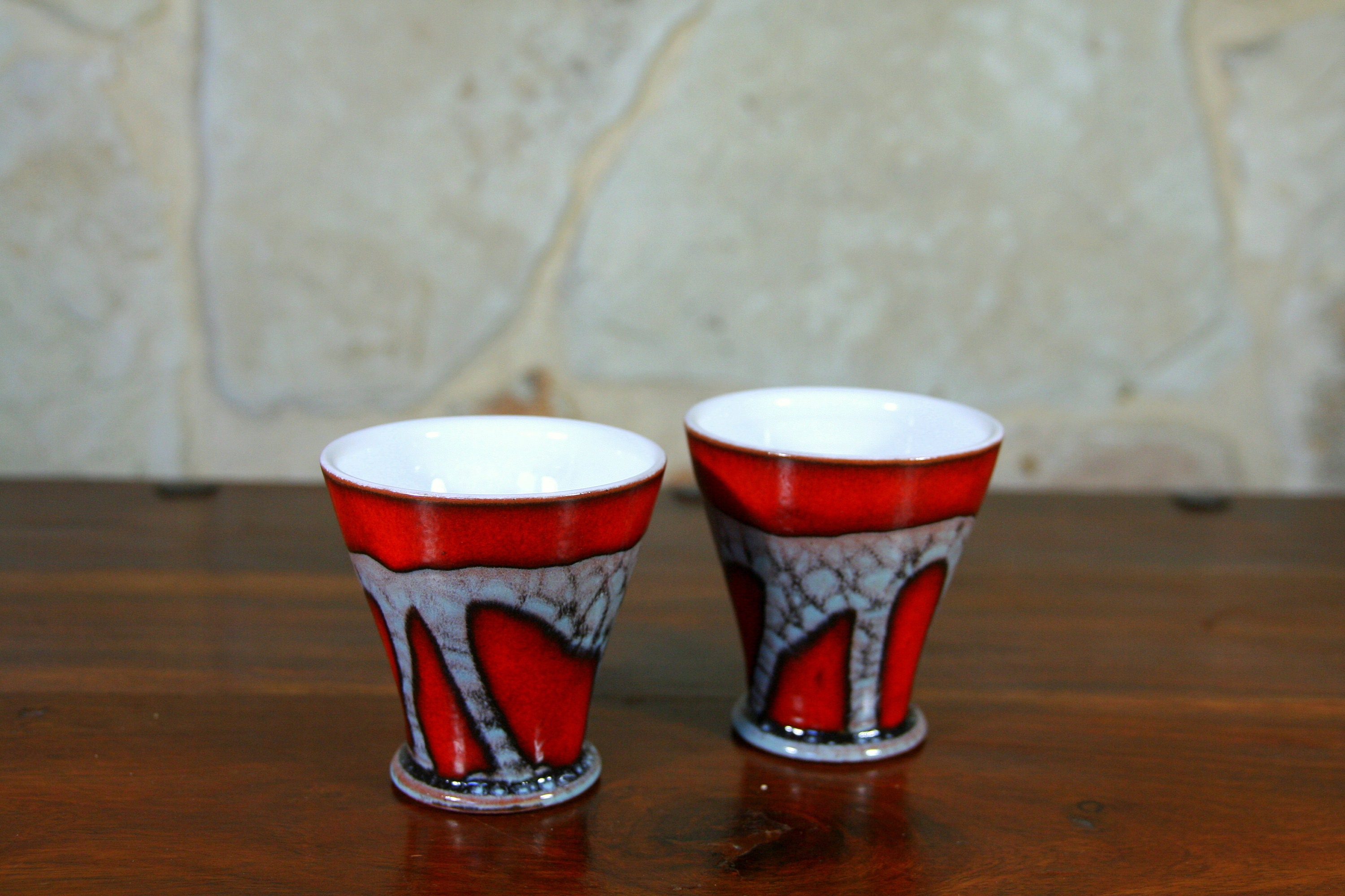 Red Pottery Liqueur Set Ceramics and Pottery Decanter With 6 Etsy