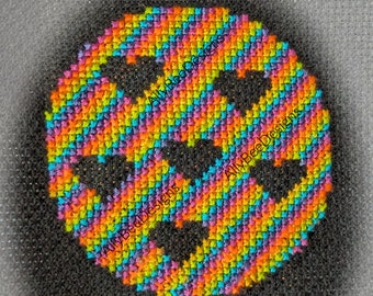 Neon Vibes - 80's inspired heart rainbow Cross stitch pattern PDF