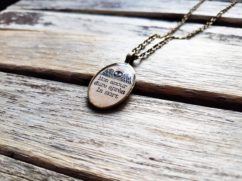 Mon Amour Dure Apres La Mort Pendant Memento Mori Necklace Etsy