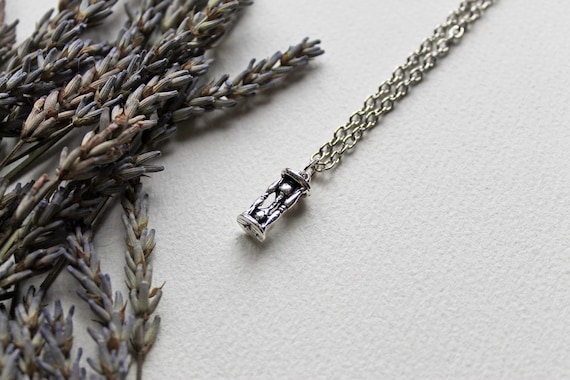 Hourglass Pendant in Silver Tone Raw Style Memento Mori Necklace