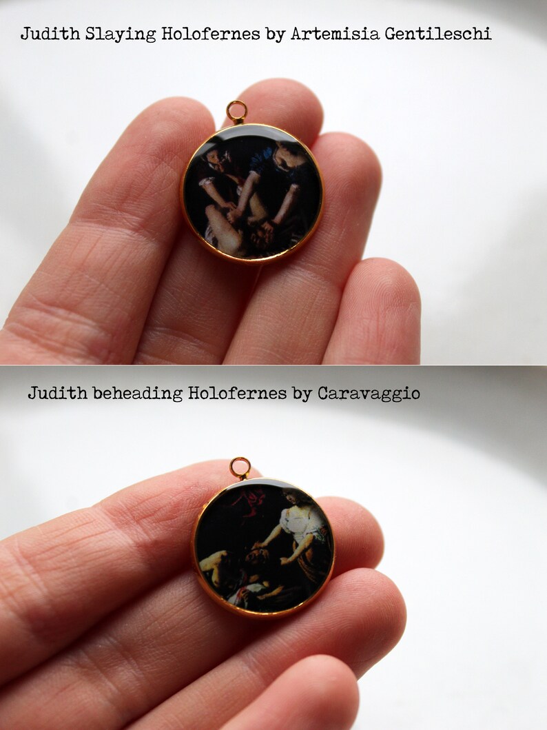 Art History Pendants in Gold Tone Painting Detail Necklaces Etsy