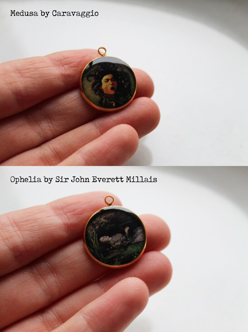 Art History Pendants in Gold Tone Painting Detail Necklaces Etsy