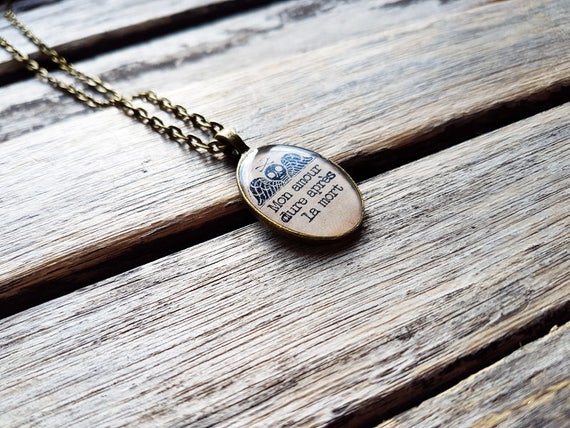 Mon Amour Dure Apres La Mort Pendant Memento Mori Necklace Etsy