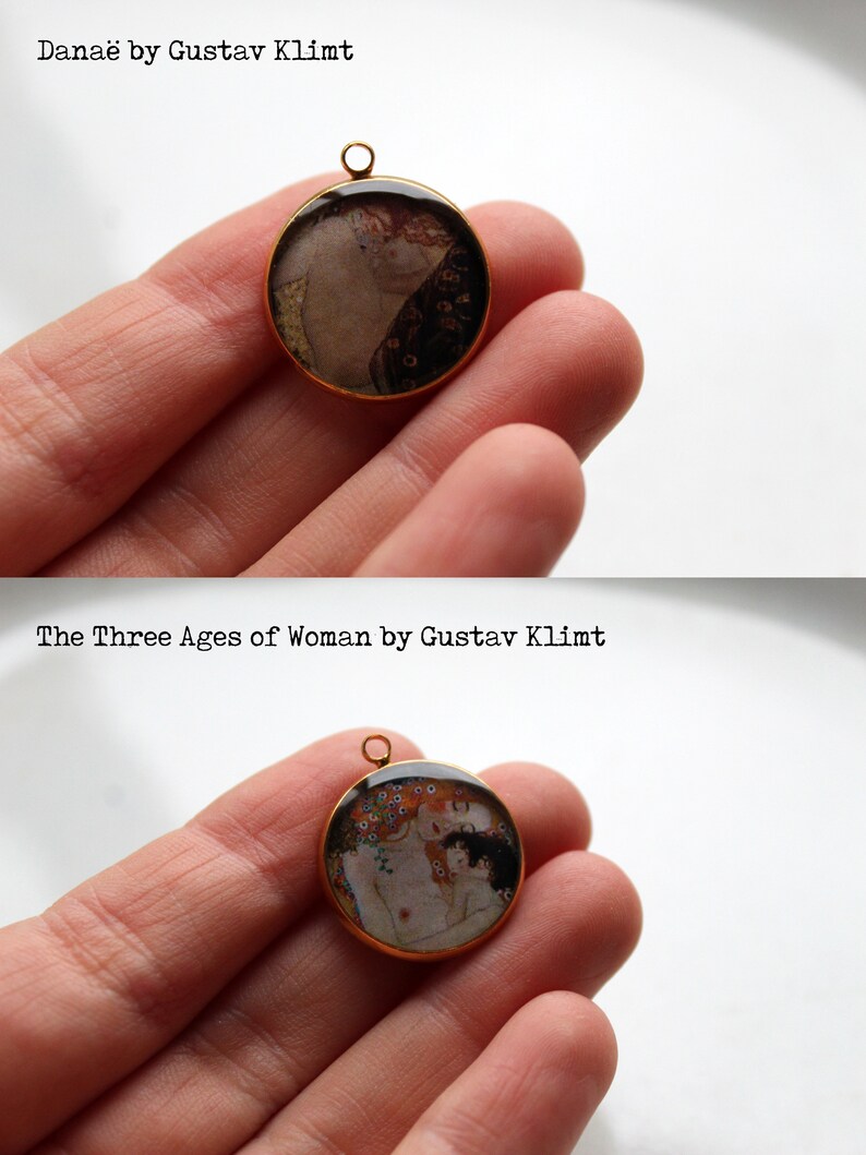 Art History Pendants in Gold Tone Painting Detail Necklaces Etsy