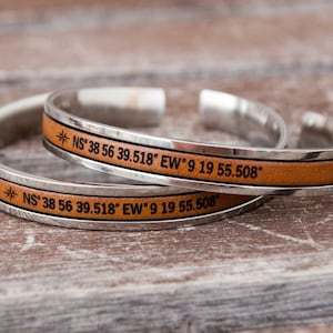 Coordinate Bracelet Couples Bracelet Leather Latitude Longitude Bracelet Where it all began Personalized Compass Engraved Location Bracelet