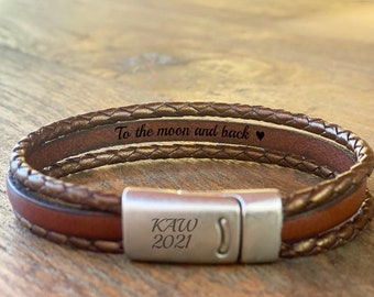 Leather Bracelet Man Personalized Braided Bracelet for Men Hidden Message Bracelet Gift For Boyfriend Valentines Gift Mens Custom Bracelet