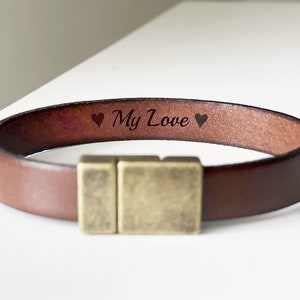 Boyfriend Valentines day Gift Mens Leather Bracelet Secret Message Bracelet Hidden Message Bracelet Personalized Bracelet for Men Gift