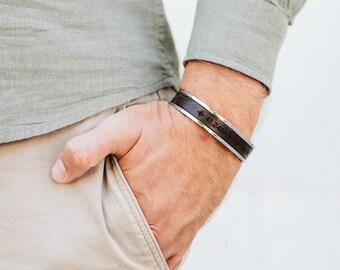 Regalo de papá, primer regalo del Día del Padre Pulsera de cuero para hombres personalizada con escritura a mano y huella de bebé o huellas de manos Regalo de papá por primera vez