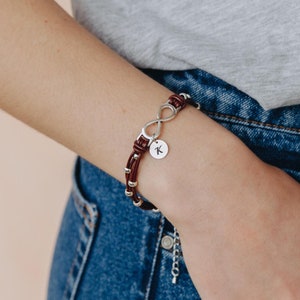 Leather Bracelets for Women Personalized Initial Name Bracelet Gift for Her