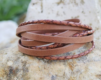 Bracciale Intrecciato In Pelle Bianca A Cuore – Multistrato Boho Con Fibbia In Lega, Regalo Donna - 3