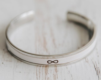 Personalized Bracelet for Women Custom Text Engraved Hidden Message Bracelet Leather Steel Cuff Bracelet