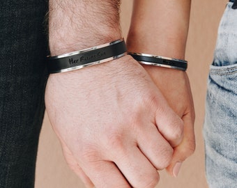 Pulseras a juego Regalo personalizado para pareja - Aniversario de cuero - Regalo para su tercer aniversario - Regalo de aniversario de bodas