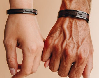 Einzigartiges Hochzeitsgeschenk für Paare, Armbänder, Geschenk für Paare, personalisiertes Geschenk zum 3. Hochzeitstag, Ehemann, Ehefrau, passende Armbänder, Liebe