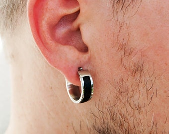 Mens Earrings, Punk earrings, Mens Hoop Earrings, Large Hoop Earrings, Biker Earrings, Goth Earrings, Stainless Steel Earrings, Gift for Him