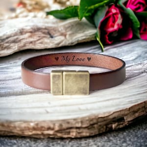 Leather Bracelet Personalized Dad gift Custom Engraved Bracelet Fathers Day Gift for Husband from Wife Saint Valentines Day Present