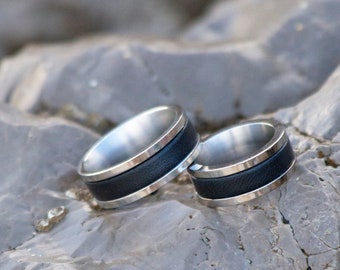 Set of 2 Matching Couple Ring / Matching rings his and hers / Couple Rings Set Engraved / Handmade Personalized Unique Gift for Couple