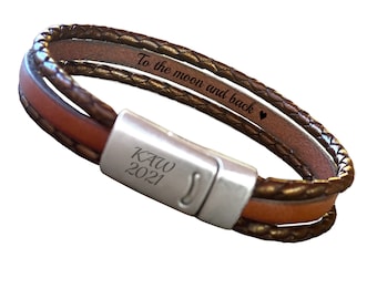 Leather Bracelet Man Personalized Braided Bracelet for Men Hidden Message Bracelet Gift For Boyfriend Fathers Day Gift Mens Custom Bracelet