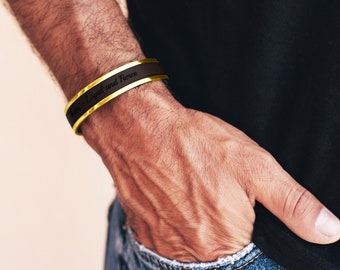 Gold Bracelet for Man, Gold bangle for men, Engraved Bracelet,Personalized Gift for Him, Anniversary Gift for Husband, Present for Boyfriend