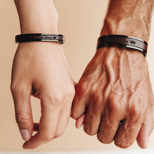 Bijoux Personaliseerbare armband voor koppels Gepersonaliseerde zijn en haar sieraden Ijzer Jubileum 6e huwelijksverjaardag Cadeaus voor stel Haar koning