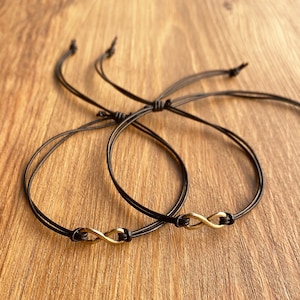 Bronzen jubileumcadeau voor stel aangepaste leren armband bijpassende armbanden cadeau stel - huwelijkscadeaus voor hem/haar