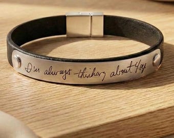 Custom Handwriting Bracelet - Signature Fingerprint Bracelet - Remembrance Gifts Remembering a Loved One - Handwriting Jewelry Memorial Gift