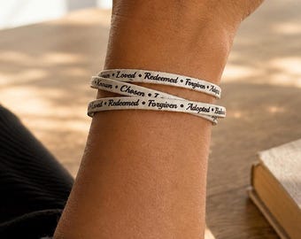 Personalized Scripture Leather Wrap Bracelet for Women, Custom Bible Verse Engraving, Christmas Gift for Her