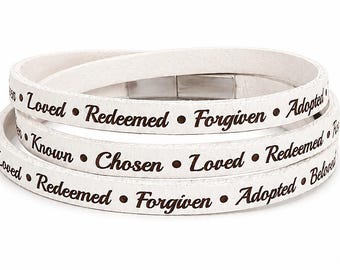 Leather Wrap Bracelet, Identity in Christ Bracelet, Christian Keepsake, Meaningful Faith Gift for Women, Daughter, Girlfriend, Sister, Wife